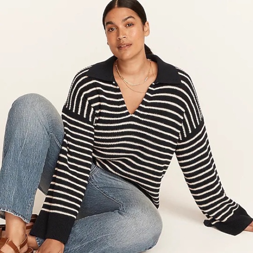 J CREW Relaxed collared cotton sweater
